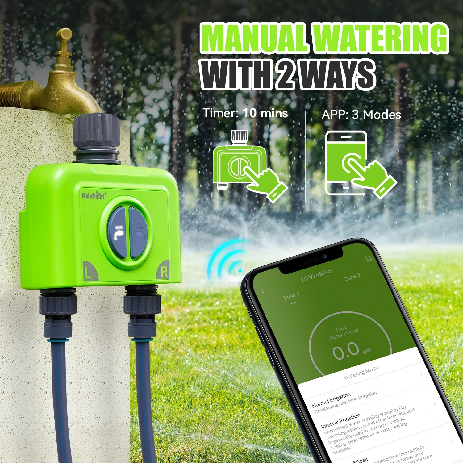IP66 weatherproof RainPoint water timer for outdoor UK garden use